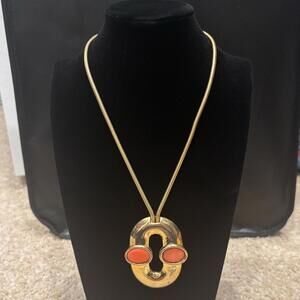 Vintage Pierre Cardin Gold Necklace with Orange Accents